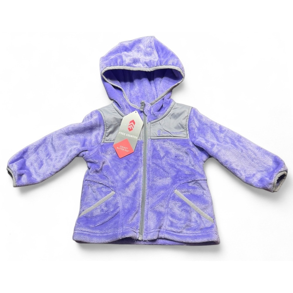NWT Kids Free Country Galaxy‎ Butter Pile Fleece Hooded Jacket Purple Size 2T
